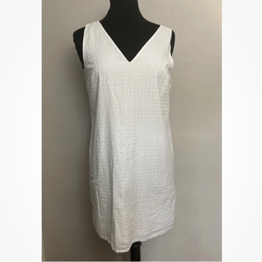 6-12 Nautica White Eyelet Dress Medium 100% Cotton